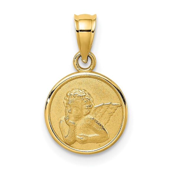 14k Yellow Gold 10mm Engraved Angel Coin Charm,All Products : American Fashion Style Bags On Sale